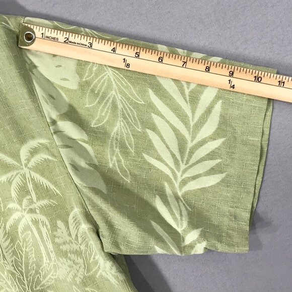 Tommy Bahama Shirt Men's Medium Green Floral Hawaiian Silk Button Down Pocket - Picture 11 of 11